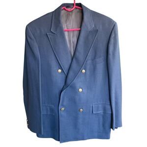 Vintage Mens 40S Wool Silk Linen Blue Sport Coat Blazer Jacket Marshall Field's